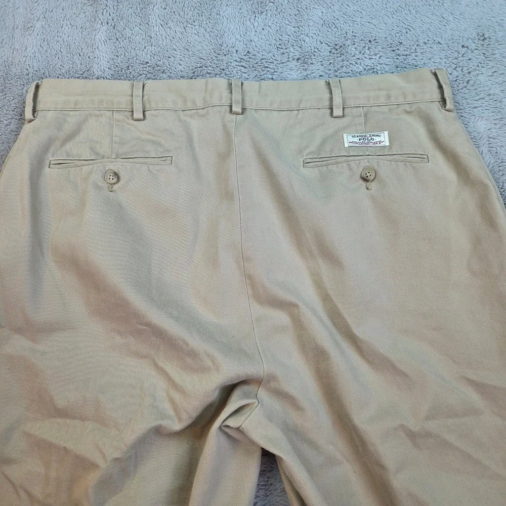 Polo Ralph Lauren Classic Chino Pants Mens 36/32 Flat Front Straight Leg Khaki
